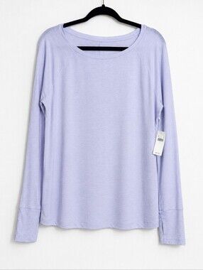 GapFit Breathe Boatneck Performance Top NWT Large Sunrise Blue Lavender